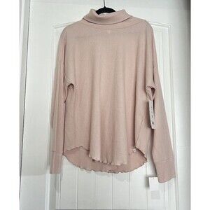 Soybu Light Pink Mock Neck Waffle Long Sleeve Top Coquette Dollete Feminine